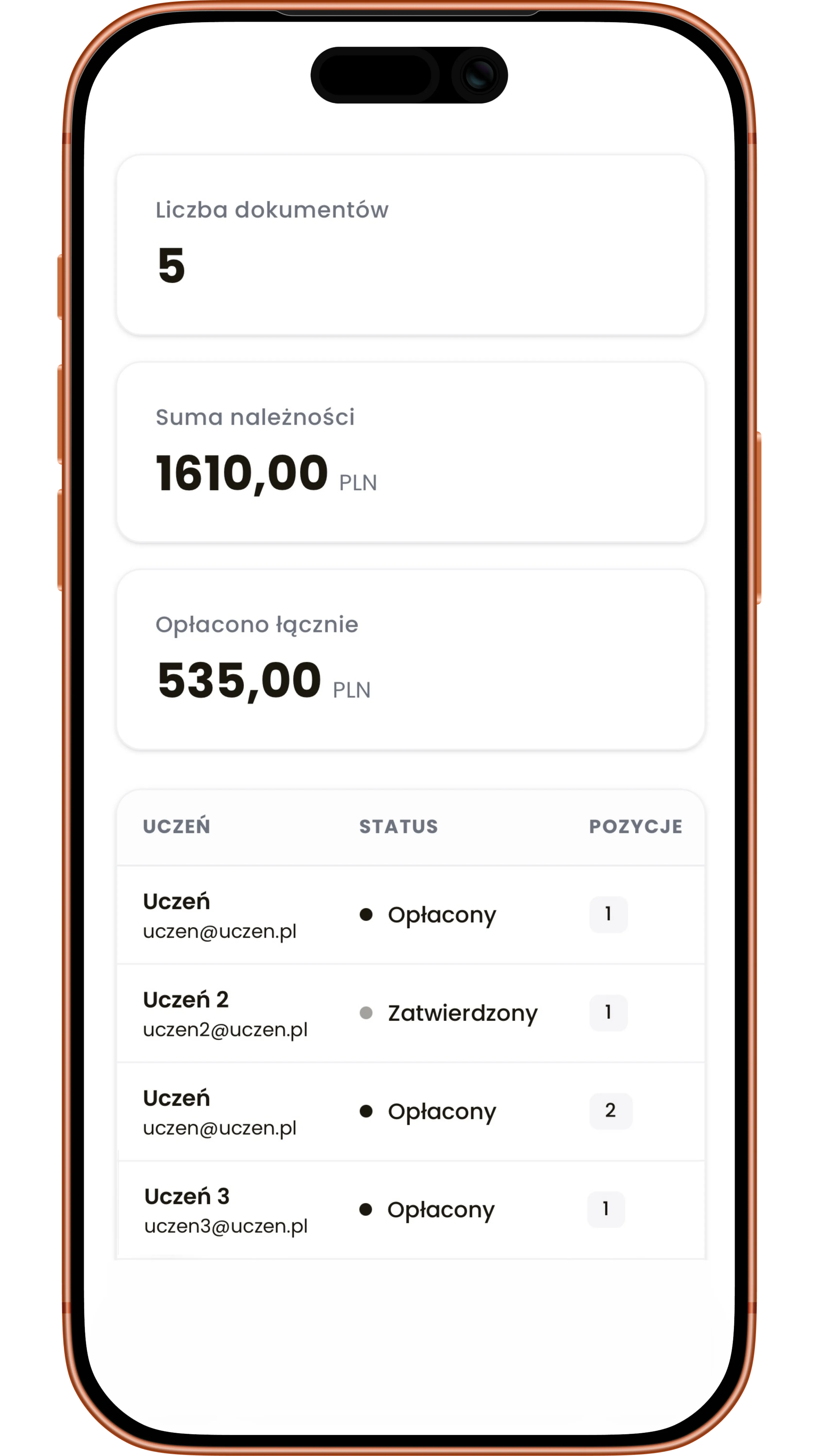 Widok płatności w aplikacji mobilnej