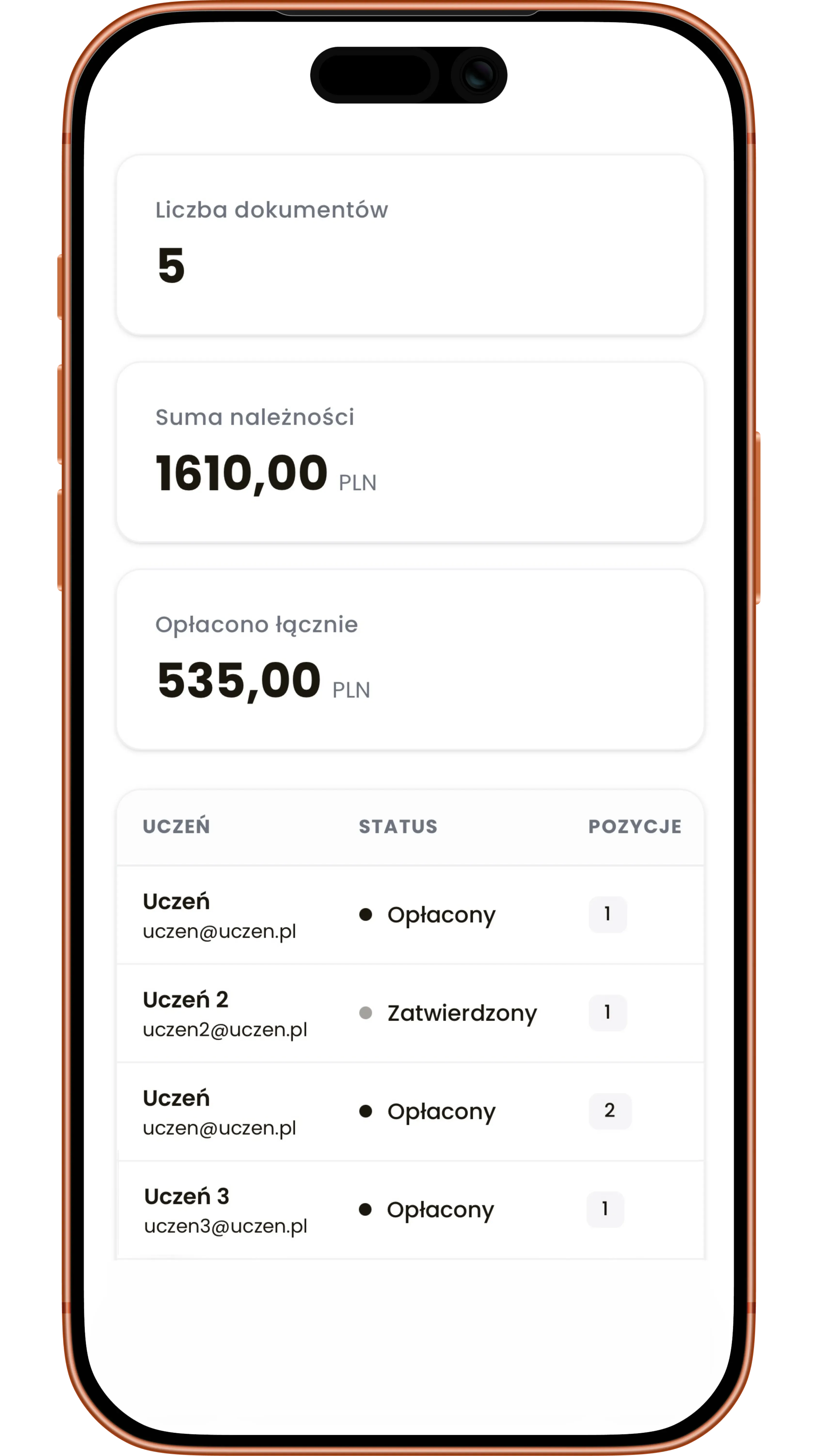Widok płatności w aplikacji mobilnej