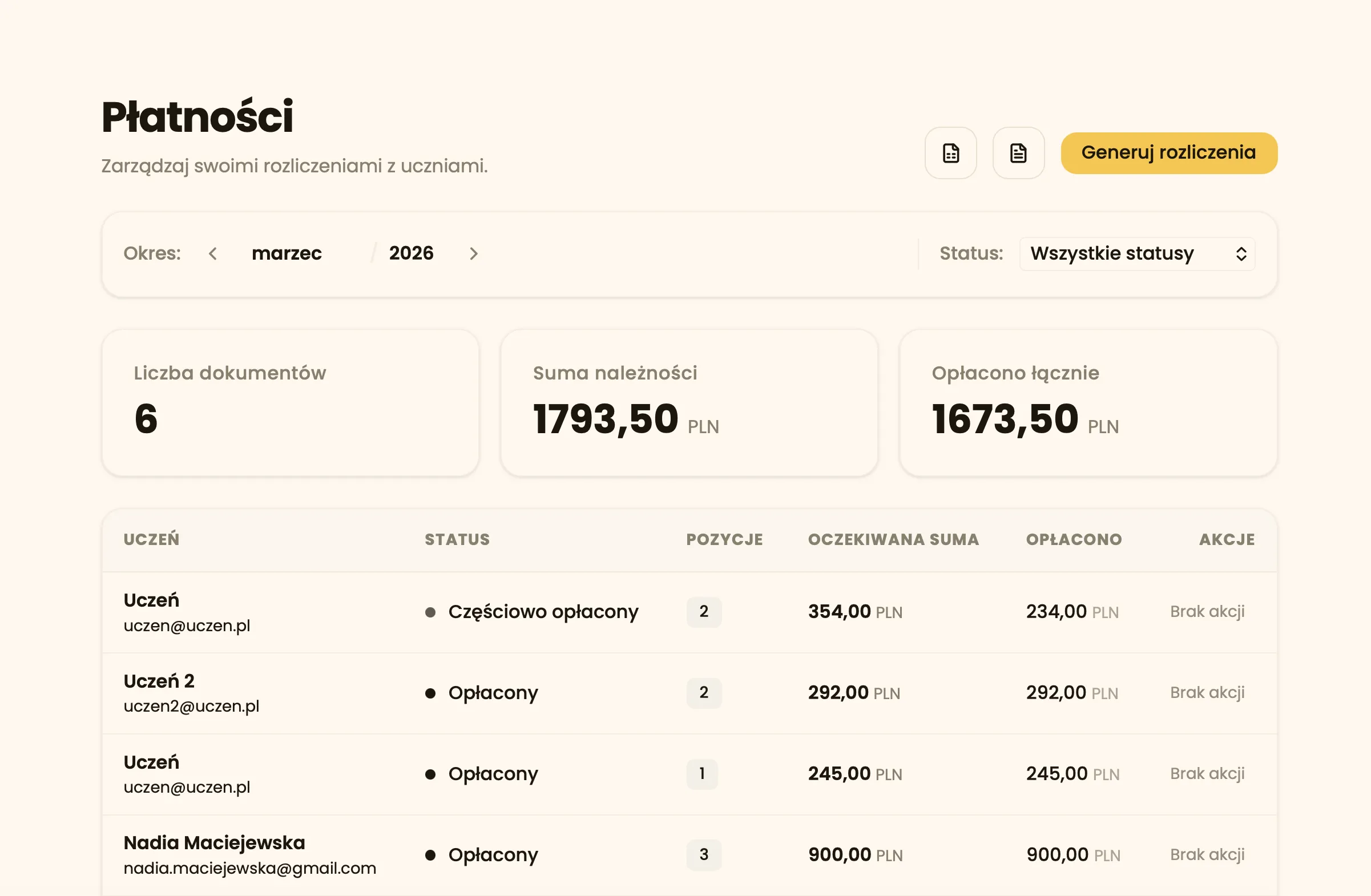Płatności z perspektywy nauczyciela