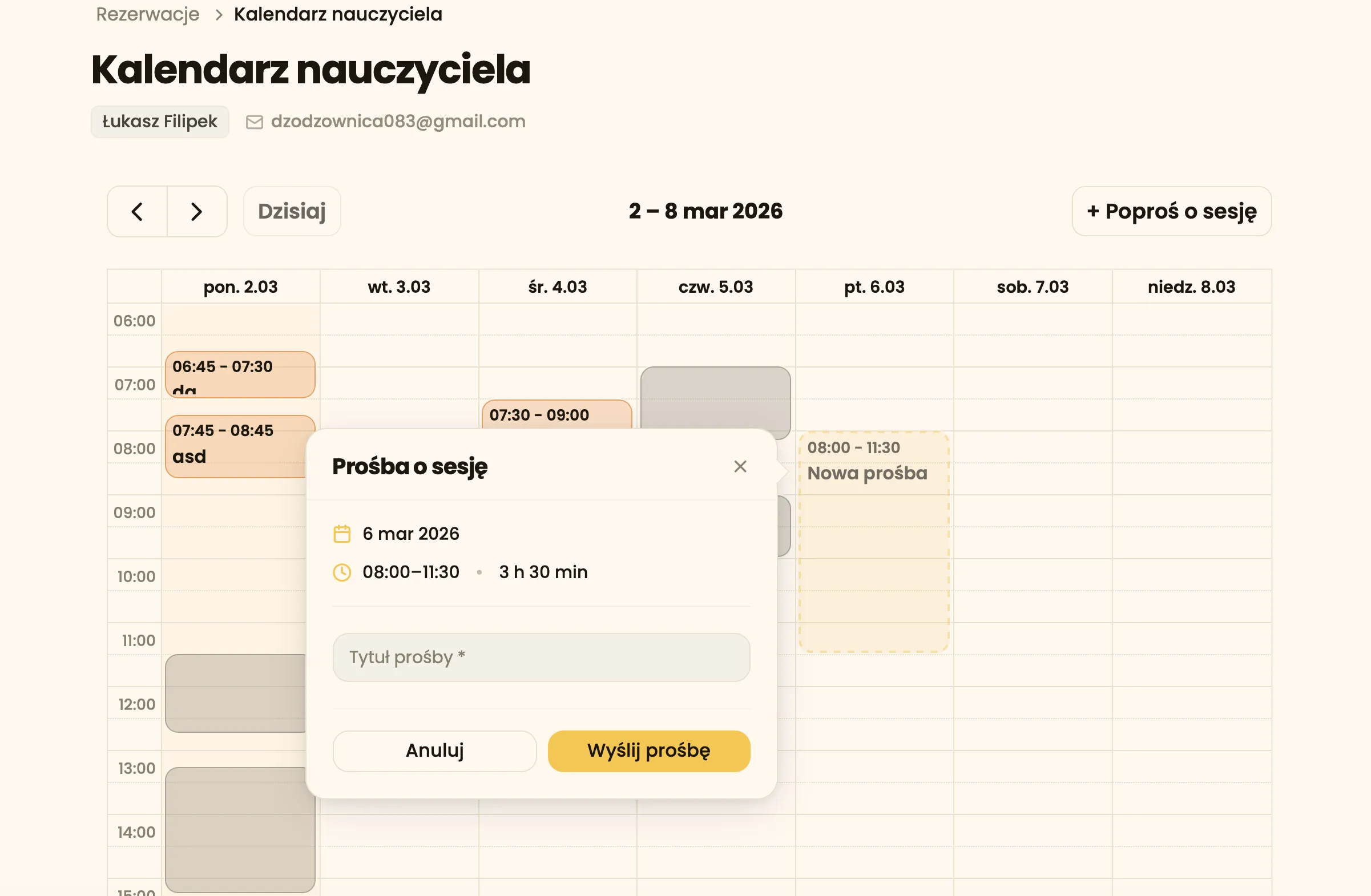 Rezerwowanie lekcji z perspektywy ucznia