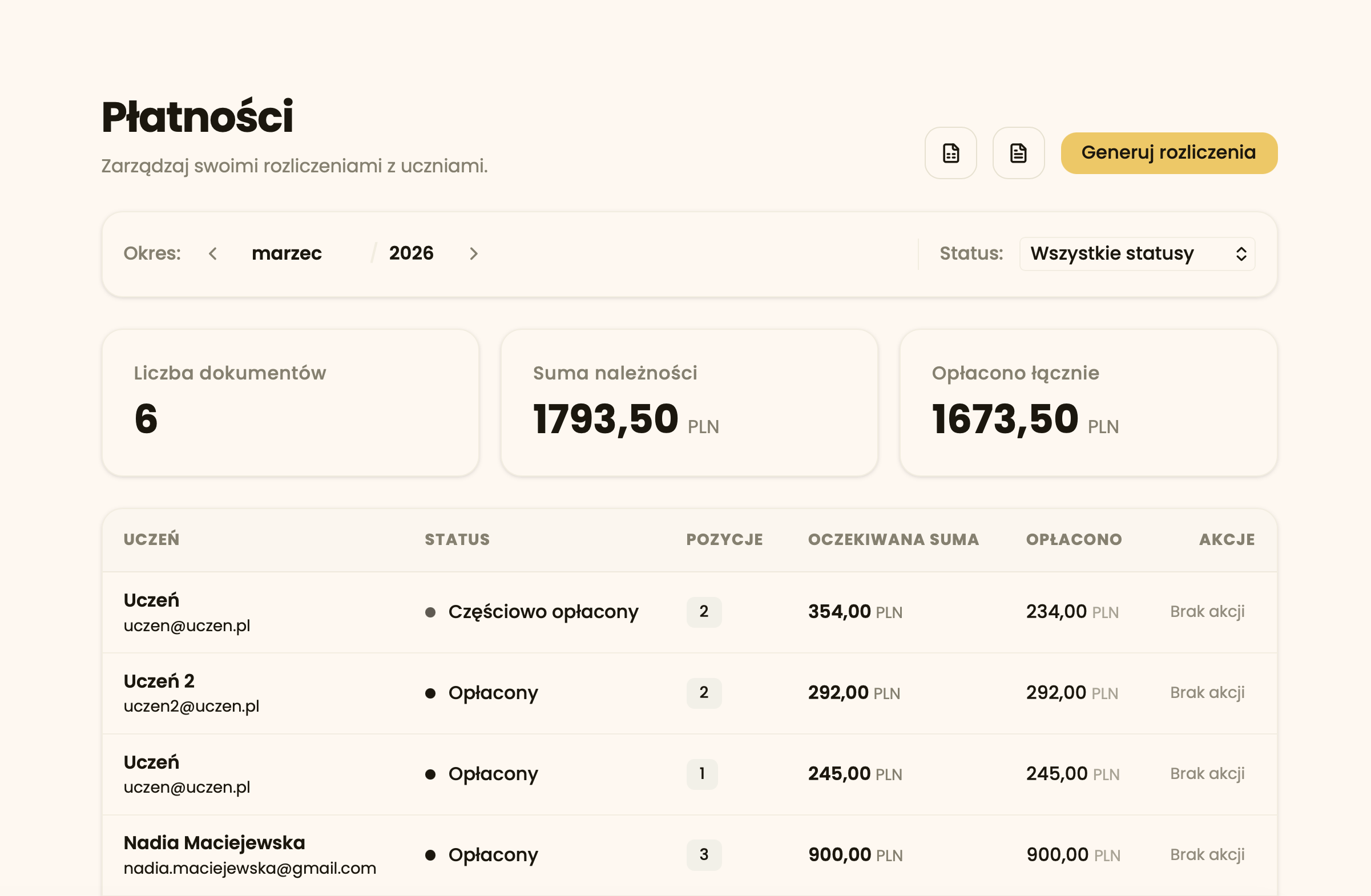 Płatności z perspektywy nauczyciela