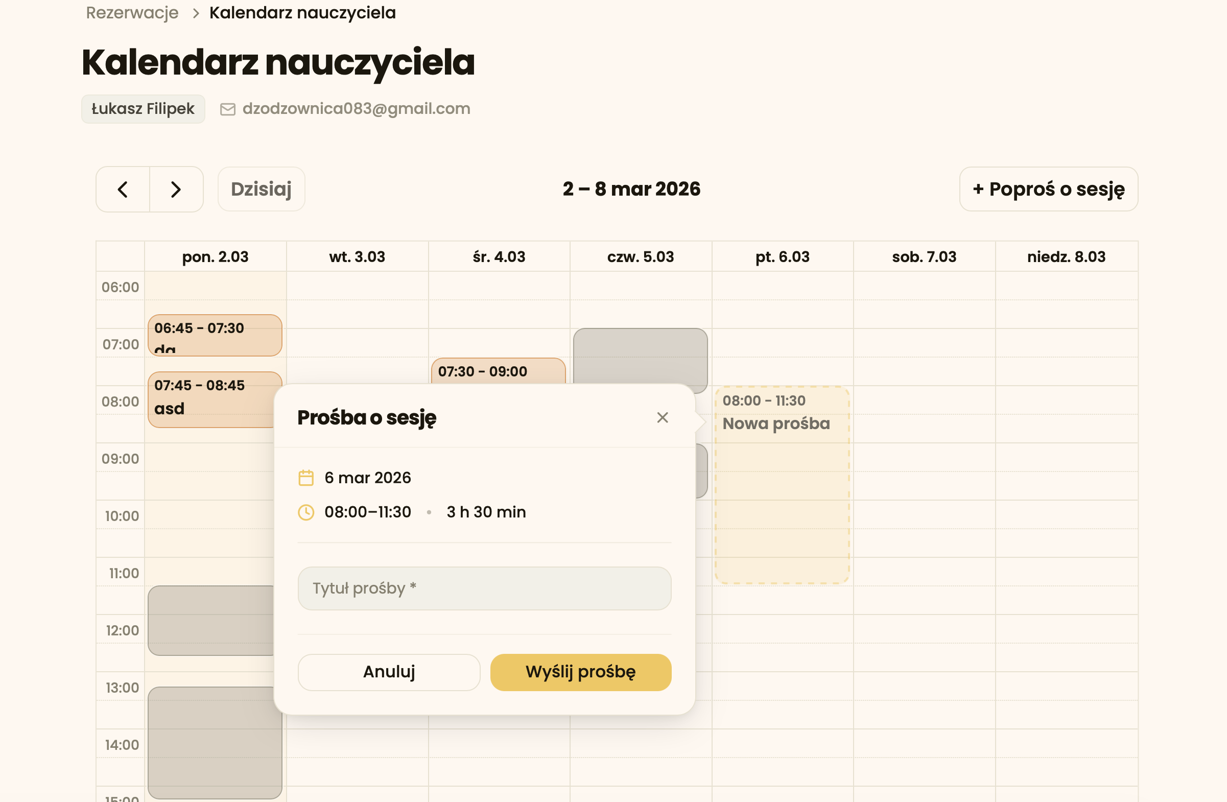 Rezerwowanie lekcji z perspektywy ucznia